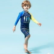 Kids Boys Quick Dry Sunscreen Long Sleeve Swimwear Shorts Surfing Wetsuit